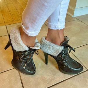 🌻Platform High Heel Suede Lace Up Booties